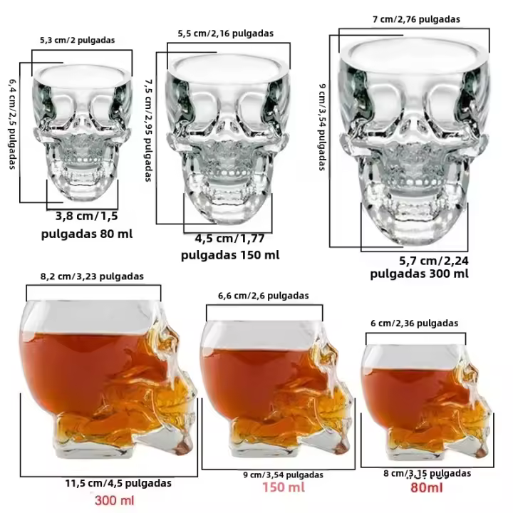 Taza De Té De Cristal Transparente Con Cabeza De Esqueleto Para Halloween Para Café Vino Cerveza Y Bebidas En Casa Bar Y Club - 1