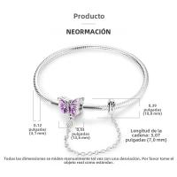 Pulsera De Corazón Rosado En Plata De Ley 925 Con Cadena De Seguridad Estrellada Y Luna Cadena De Serpiente Adecuada Para DIY Joyería Con Encantos Y Cuentas Para Mujer - details 12