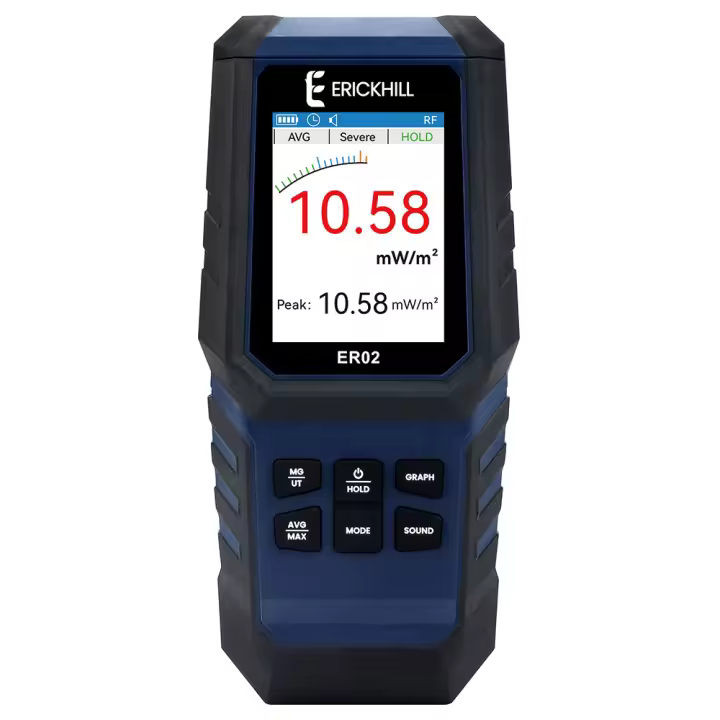 ERICKHILL ER02 Medidor de EMF, Detector de Radiación de Campo Electromagnético de Mano para EF RF MF, Pantalla LCD grande y retroiluminada - 1