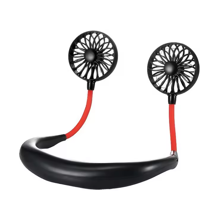 Ventilador Cuello Portátil,  Ventilador con USB  Ajustable 3 Velocidade, Recargable para Viajes, Deporte, Oficina, Hogar, Color Rojo - 1