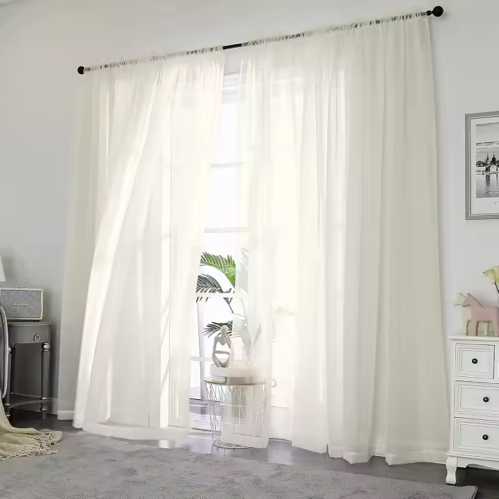 Cortinas transparentes de 84 pulgadas de largo, color marfil, juego de 2 paneles para dormitorio o sala de estar, cortinas de gasa con bolsillo para barra, 2 unidades - 1