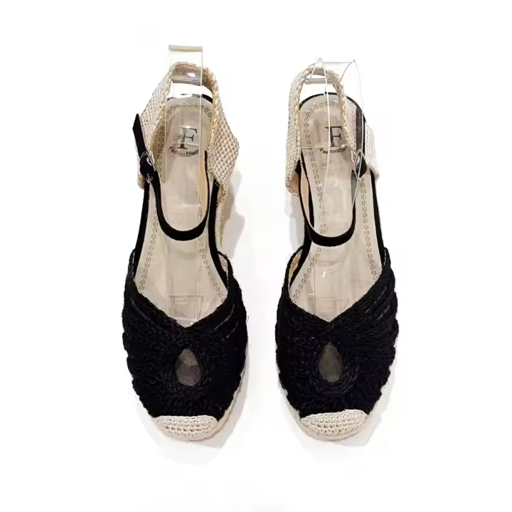 Sandalias Alpargatas De Mujer Con Cuña Altas,Zapatos de mujer de cuña con punta cerrada de estilo trenzado transpirable de malla cómodos bailarinas de verano de vacaciones para mujer ideales para uso diario y ocasiones especiales - 1