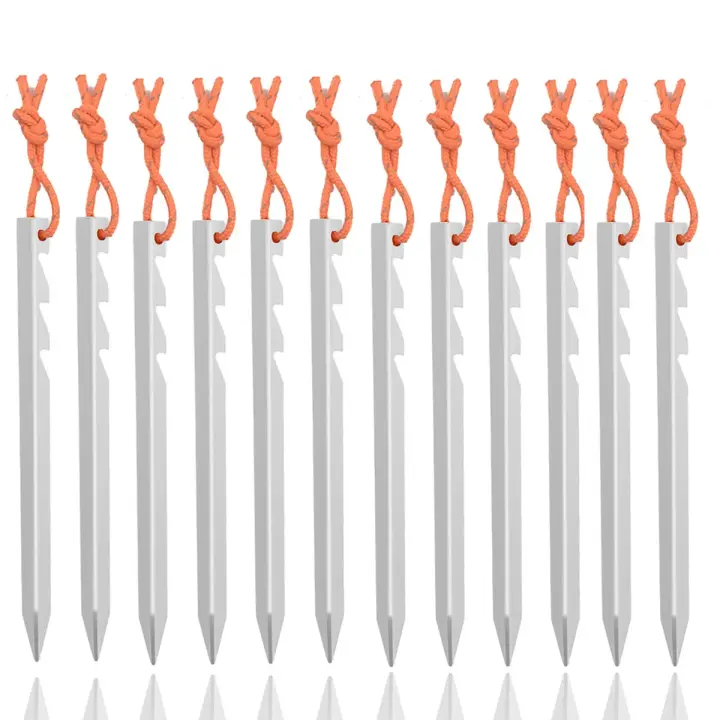 12Pcs Juego De 18cm Aluminio Fuerte Palos De Tenda Para Camping Exterior Accesorios De Viaje Láminas De Tierra Ultraligero - 1