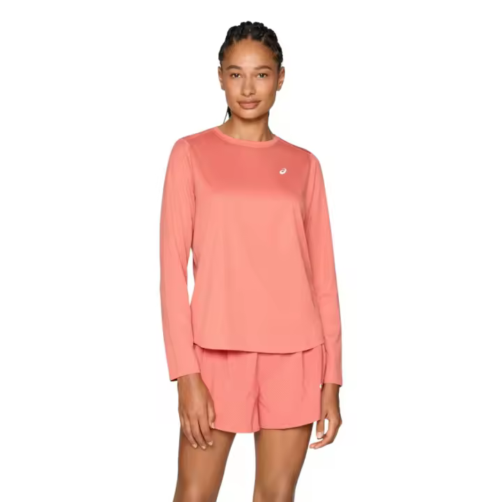 Camiseta Asics Core Ls Top Larga Rosa Dark Clay 2012D181-701 Mujer Running Manga Larga - 1