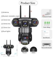 Cámara De Seguridad IP 3 Lentes Wifi 4G SIM Tarjeta Wireless Monitor 360 Grados Exterior Impermeable CCTV Doméstico Vigilancia - details 20