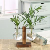 Terrario De Plantas Hidroponicas Vintage Jarrón De Flor Transparente Con Marco De Madera Vaso De Cristal Para Decoración De Hogar Y Bonsái En Mesas - details 1