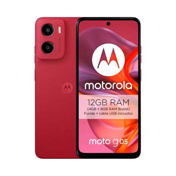 motorola moto g05 con Pantalla de 6.67" HD+ 90Hz, 4GB RAM (hasta 12GB con RAM Boost), Almacenamiento 64/128/256GB, Cámara Trasera 50MP, Batería 5200 mAh y Carga Rápida 18W - 1