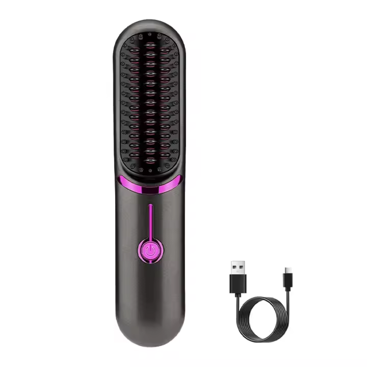 【🏰Corpus Christi】Cepillo Alisador Inalámbrico con Tecnología Iónica - Peine Alisador de Cerámica, Recargable, 3 en 1 (Alisar, Desenredar, Brillo), 30 Segundos Calentamiento, Ideal para Viajes y Cabello Fino - 1