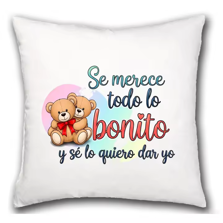 MERCHANDMANIA Cojín frase bonita amor lindo ositos regalo san valentin hogar comodo cussion - 1