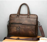 Bolso De Negocios De Cuero Para Hombre Bolso De Mano De Lujo Bolsa De Hombro Para Oficina A4 Portátil Bolsa Transversal MaleTote Bags - details 3