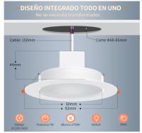Foco LED Techo Empotrable‎ DUSKTEC  Alexa RGB y Blanco Neutro, 92mm, Inteligente Foco LED Interior Techo Bluetooth 230V, Cambia el Color, Luz 7W 2700K 660LM, Control de APP, Ojos de Buey de LED ( 4 Unidades ) - details 4