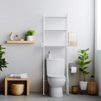 Estantería baño sobre Inodoro WC o Lavadora metálica- Estante de Almacenamiento Ahorra Espacio- 3 Niveles- Cocina- Garaje- Trastero- Mueble sobre Taza- Patas Ajustables- Multiusos- Blanco - details 0