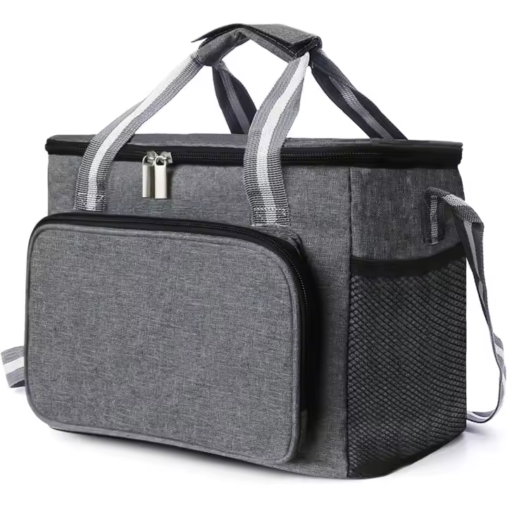 Bolsa Térmica Porta Comida 15L, Bolsa de Comida Trabajo, Nevera Pequeño Portatil para Camping, Playa, Oficina, Escuela, Gris - 1