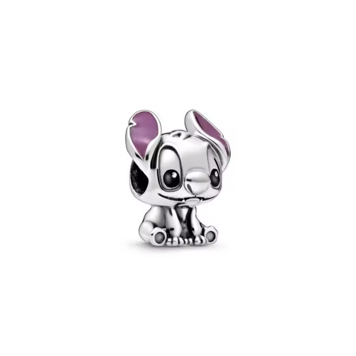PANDORA Charm Plata Ley Lilo Stitch Esmalte Morado Negro - 1
