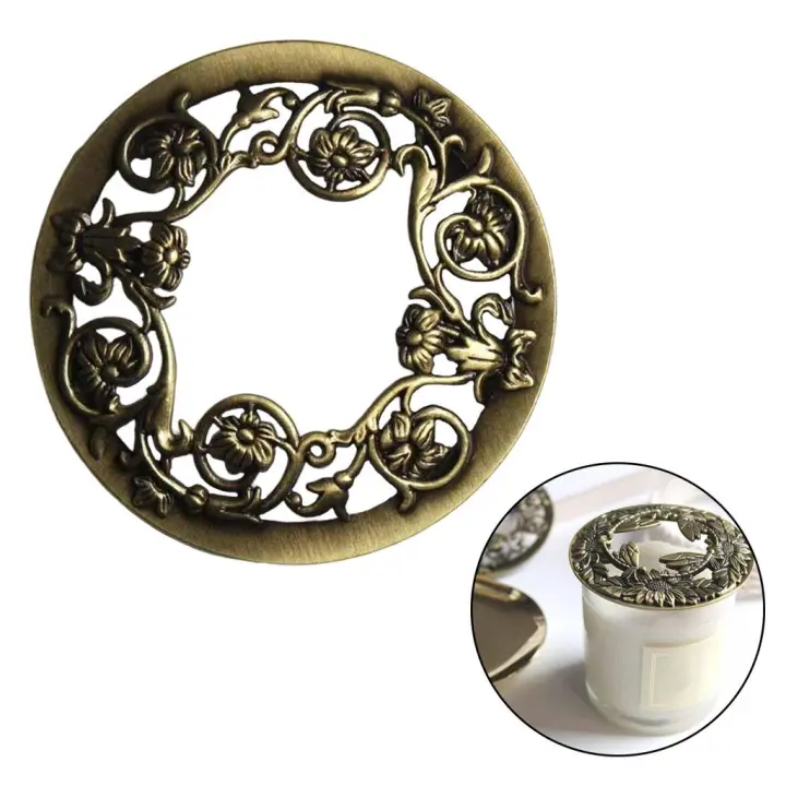 Tapa De Vela Vintage Con Patrón De Flores Estilo Retro Accesorio Decorativo Para Velas Y Incienso Cubierta De Metal Hueco - 1