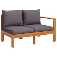 vidaXL Sofá de jardín con 1 reposabrazos 2 plazas madera maciza acacia Crema, Gris oscuro, Conjunto Terraza Muebles Jardín Exterior Juego de Muebles de jardín Mueble Jardín Exterior Muebles de Salon Exterior - details 1
