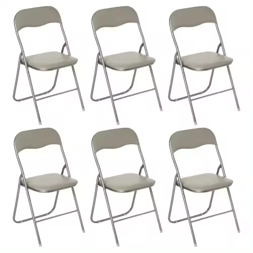 TIENDA EURASIA® Silla Plegable de Aluminio con Respaldo y Asiento Acolchado en PVC Ideal para Cocina, Comedor, Salón, Dormitorio Medidas: 78x43,5x46 cm (Pack 6 Unidades) - 1