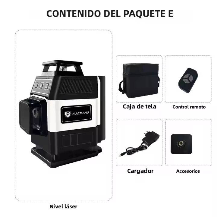Pracmanu Mini 16 Líneas Nivel De Láser 4D Líneas Verdes Auto-Nivelado Horizontal Y Vertical Banda De Luz Verde Potente - 1