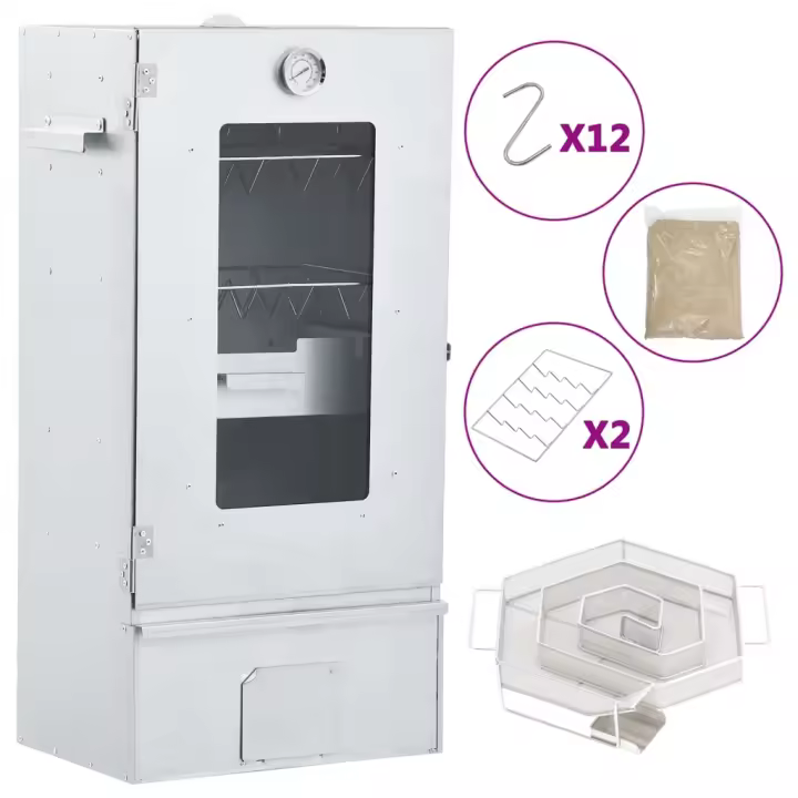 vidaXL Horno ahumador de BBQ con generador humo frío acero galvanizado - 1