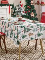 Horaldaily Teléfono De Comedor Navideño 60x84 Pulgadas Rectangular Con Árboles De Invierno Y Nieve Blanca Lavable Para Fiesta Picnic Cena Decoración - details 1