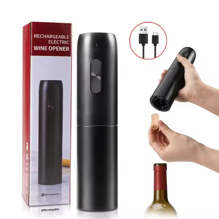 Abrevidrio Eléctrico Recargable Con Base De Carga Herramienta De Cocina Para Botellas De Vino Tornillo Para Tapones De Vino Rojo - 1