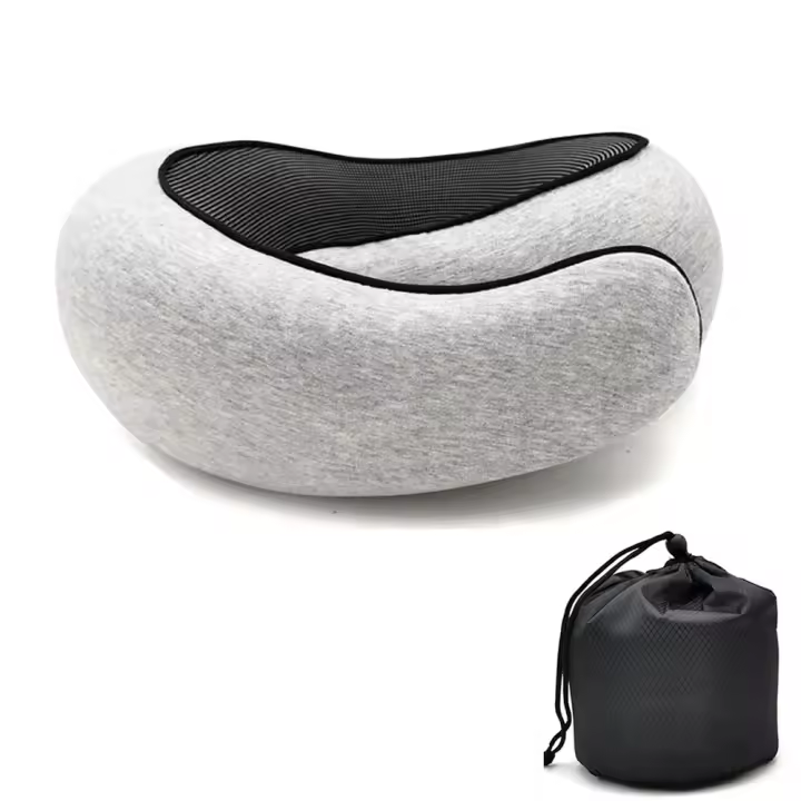 Almohada De Viaje Para El Cuello En Forma De U De Memoria Espuma Soporte De Descanso Para El Cuello Estilo Caracol Portátil Ajustable Suave Para Media Siesta - 1