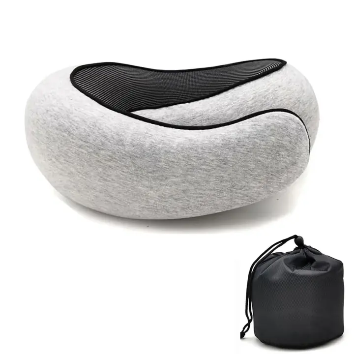 Almohada De Viaje Para El Cuello En Forma De U De Memoria Espuma Soporte De Descanso Para El Cuello Estilo Caracol Portátil Ajustable Suave Para Media Siesta - 1