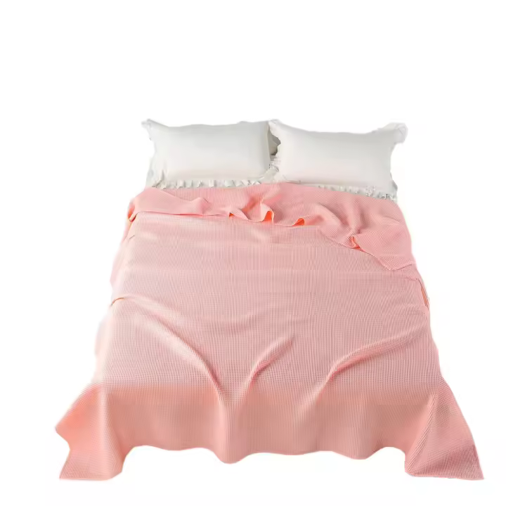 Manta tejida con gofres de algodón y bambú, manta para el almuerzo, agradable para la piel, transpirable, suave, para las cuatro estaciones, para aire acondicionado - 1