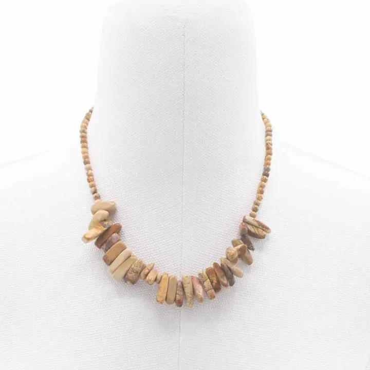 Viva Esencia – Collar de Gemas Naturales de Piedra Mapa | Diseño Largo con Fragmentos Irregulares | Estilo Bohemio Artesanal | Energía Natural y Conexión con la Tierra | Ideal para Regalos Especiales - 1