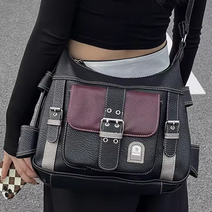 Bolso Bandolera Grande Para Niñas Versátil Suave De Color Contraste Estilo Y2K Para Viajes Compras Y Comunicación - 1