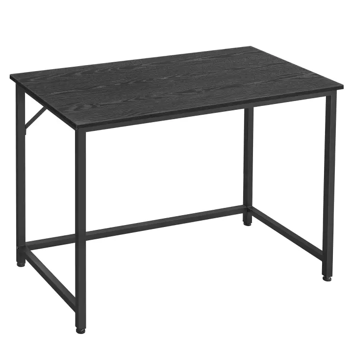 Mesa de escritorio, colores: greige, marrón avellana y marrón miel, estilo industrial, estructura de acero negro, carga máxima 50 kg, 100x50x75 cm - 1
