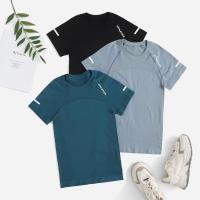 Camiseta De Yoga Sin Costuras Para Mujer 2 Piezas Top De Gimnasio Entrenamiento Deportivo Camisetas Deportivas Con Letras Manga Corta Transpirable Secado Rápido Reflectante Talla Verdadera - details 3