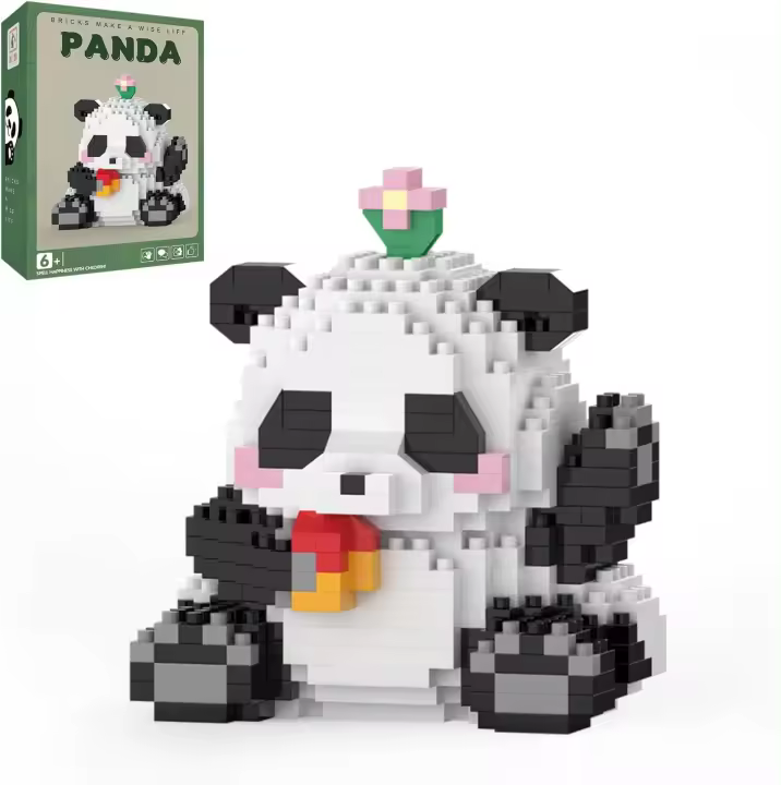 Minibloques de construcción - Panda saludando, Regalos de fiesta-Microloques de panda de Juguetes para niños de 6, 7, 8, 9 y 10 años en Adelante, construcción de minibloques (538 piezas), Panda A-2 - 1