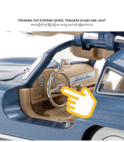 Modelo De Coche a Escala 1:24 Mercedes Benz 300SL Aleación Coche Clásico Vintage Diecast Metal Con Sonido Y Luz Regalo Para Niños Juguete De Colección - details 4