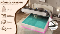 Cama tapizada 160x200 cm, Armazón de Cama multifuncional onulado, Cama Doble hidráulica con Luces LED y función de carga USB, Armazón Staubetti con Marco de espagueti Plano, Cama Juvenil con Estilo - details 5
