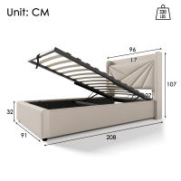 Cama tapizada Cama individual Caja de Cama con función de carga USB C Cabecero, Cama de almacenamiento Marco de Cama de Lino Cama Juvenil 90x200 with somier (Con colchón) - details 4