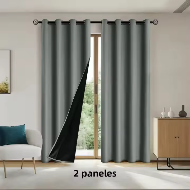 2pcs Cortinas De Blackout 100% Terciopelo Térmicas Y Decorativas Para Dormitorio Y Sala De Estar Aislamiento Acústico Y Luz - 1
