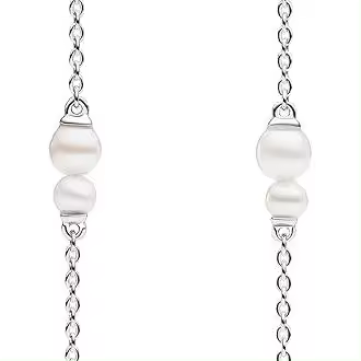 Pandora Timeless Joyería de plata de ley con perla blanca cultivada de agua dulce tratada y circonitas cúbicas transparentes，Incluye Caja Original，Incluye Caja Original - 1