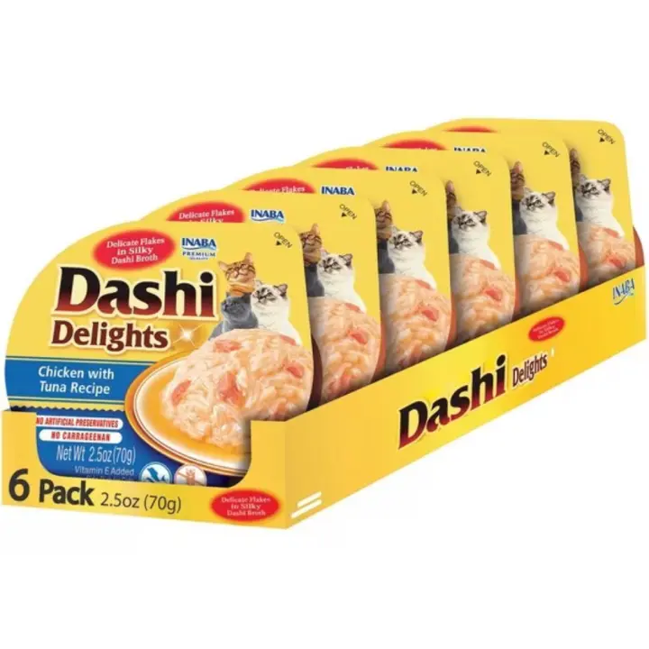 INABA CHURU DASHI DELIGHT POLLO CON ATÚN PARA GATOS 6x70g - 1