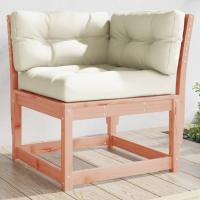 vidaXL Sofá esquinero de jardín con cojines madera Douglas 73x73x78 cm en color Douglas natural/Blanco/Pino natural y más | acolchados duraderos para sofás de jardín terraza exterior - details 0