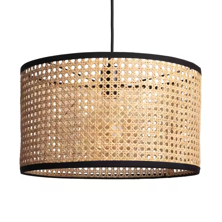 LEDKIA LIGHTING - Lámpara Colgante de Ratán | Diseño Vintage Natural | Compatible con Bombillas LED E27 | Ideal para Salón, Dormitorio, Comedor | Dimensiones: 220 mm x 380 mm, Natural, Ratán - 1