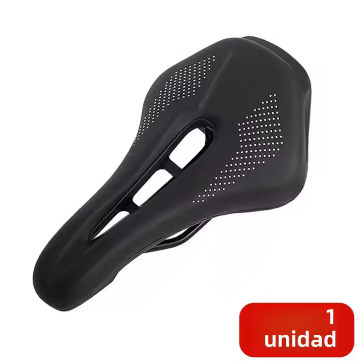 Sillín De Bicicleta Para Carretera Montaña Resistente Al Agua De Cuero PU Perforado Ancho Nariz Corta Para Ciclismo - 1