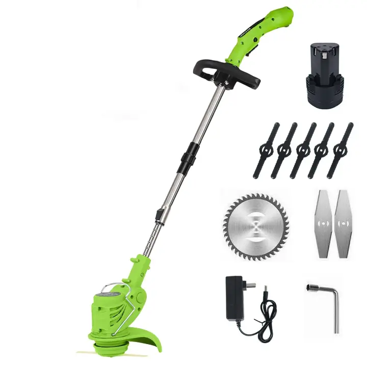Cortacésped de mano inalámbrico de 800 W, cortacésped eléctrico a batería, 18000 RPM, cortacésped inalámbrico con barra ajustable para un corte rápido del jardín, baterías y cargador incluidos, mango antideslizante, apto para césped. - 1