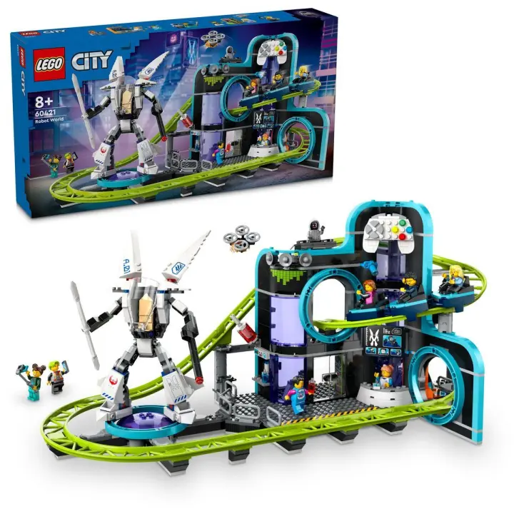 LEGO 60421 City Montaña Rusa de Robot World Juguete de aventuras, set de feria, mayores de 8 años - 1