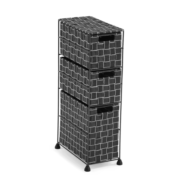 Versa Mannheim Mueble para el Baño Auxiliar, Cajonera con 3 cajones para organizar, Almacenaje moderno y divertido, Medidas (Al x L x An) 57 x 28 x 15,5 cm, Nylon, Color Gris oscuro - 1