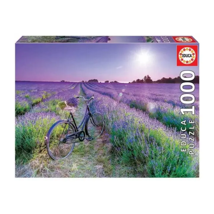 Puzzle de 1000 piezas Bicicleta en Campo de Lavanda de Educa - 1