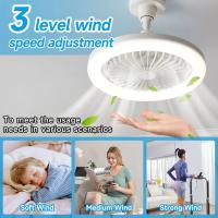 Ventilador de techo inteligente pequeño de 10 pulgadas con Luz y control remoto, 25 W, 3 velocidades, 3 Colores, 3000 K-6500 K, Bombilla LED ajustable, para dormitorio y Cocina, con Luz blanca y base E27. - details 4