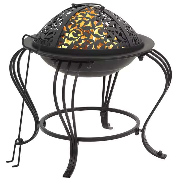 vidaXL Brasero con atizador acero 49 cm - 1