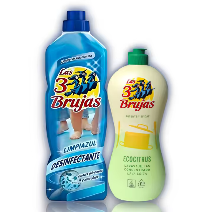 Las 3 Brujas Desinfectante LimpiaAzul 1 Litro + Lavavajilla Ecocitrus 500ml Lavavajillas Concentrado - 1