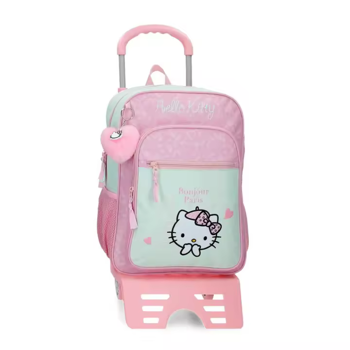 Mochila escolar Hello Kitty 'Bonjour Paris', turquesa y rosa - 38 cm - 1